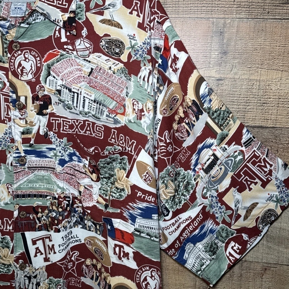 Reyn Spooner Sports Collegiate Texas A&M Button Down SS Shirt Size XXL Vintage - Picture 3 of 9